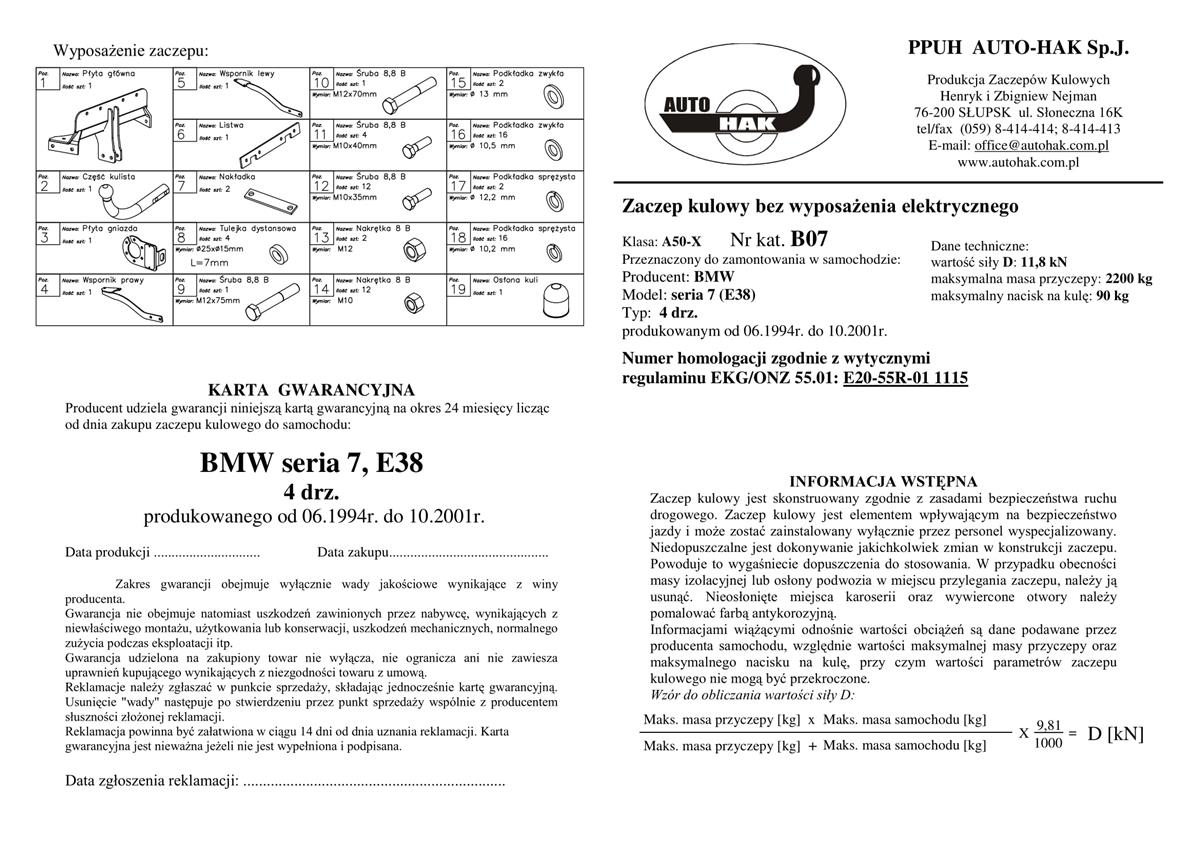 Bmw 7 Serisi Çeki Demiri 