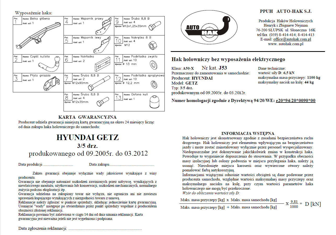 Hyundai Getz Çeki Demiri , Kuğu Boynu - Sabit (2005 - 2012)