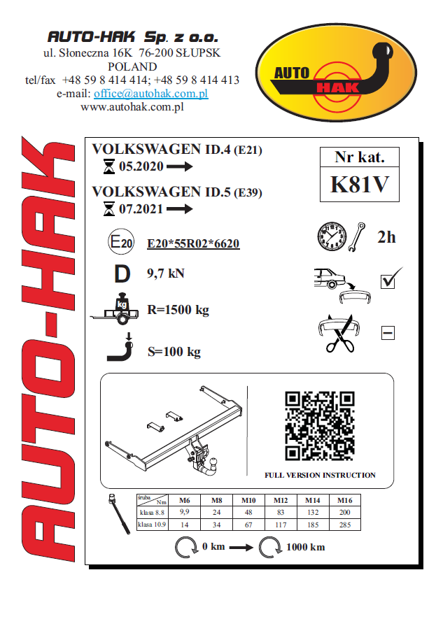 VOLKSWAGEN ID.4 /ID.5 ÇEKİ DEMİRİ,DİKEY SÖKÜLEBİLİR MODEL  (05.2020- )
