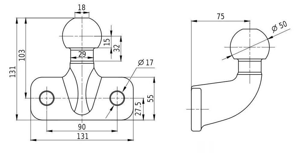 Çift Civatalı Flanşlı Çeki Demiri Topuzu 50 mm