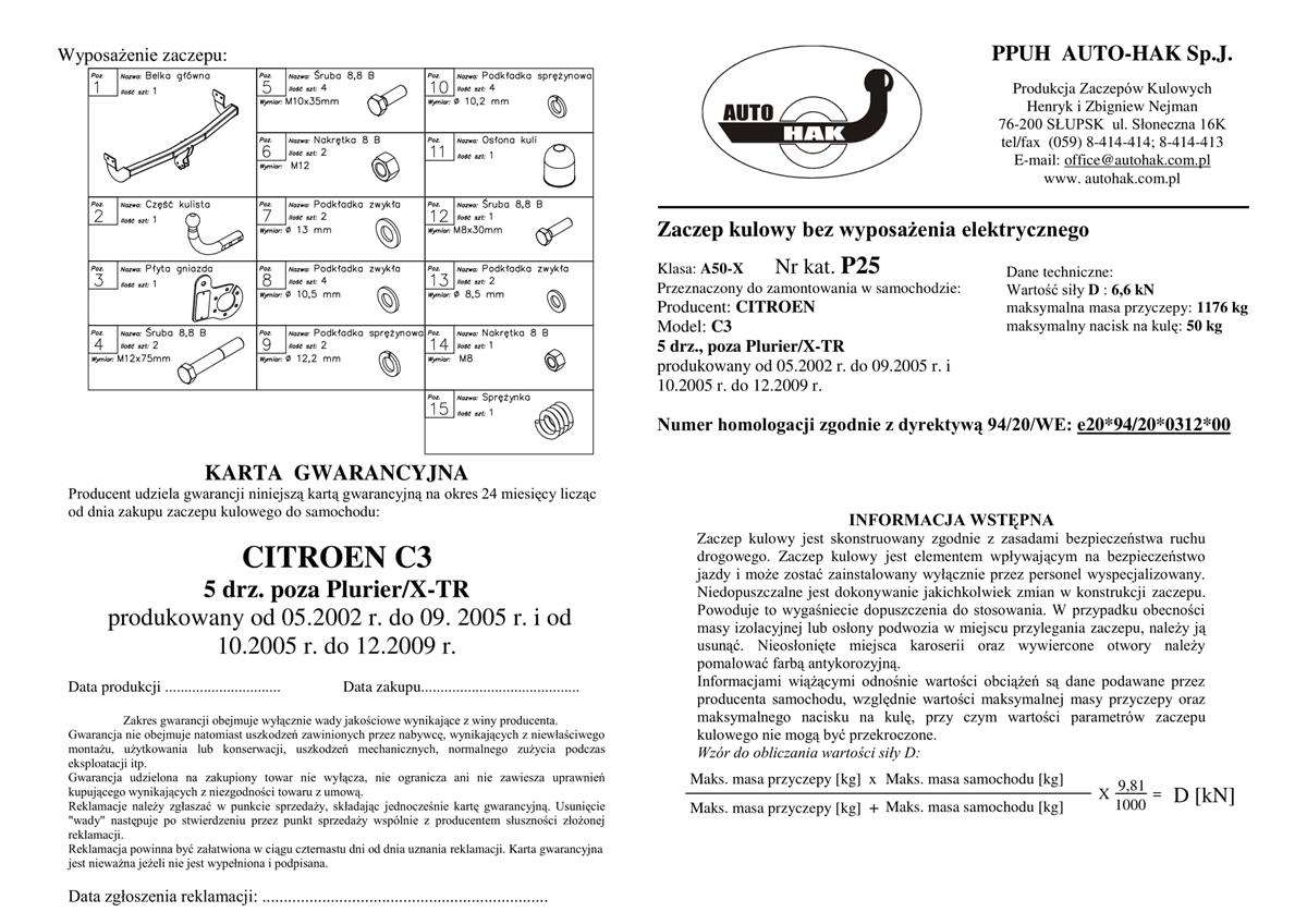 Citroen C3  Çeki Demiri 