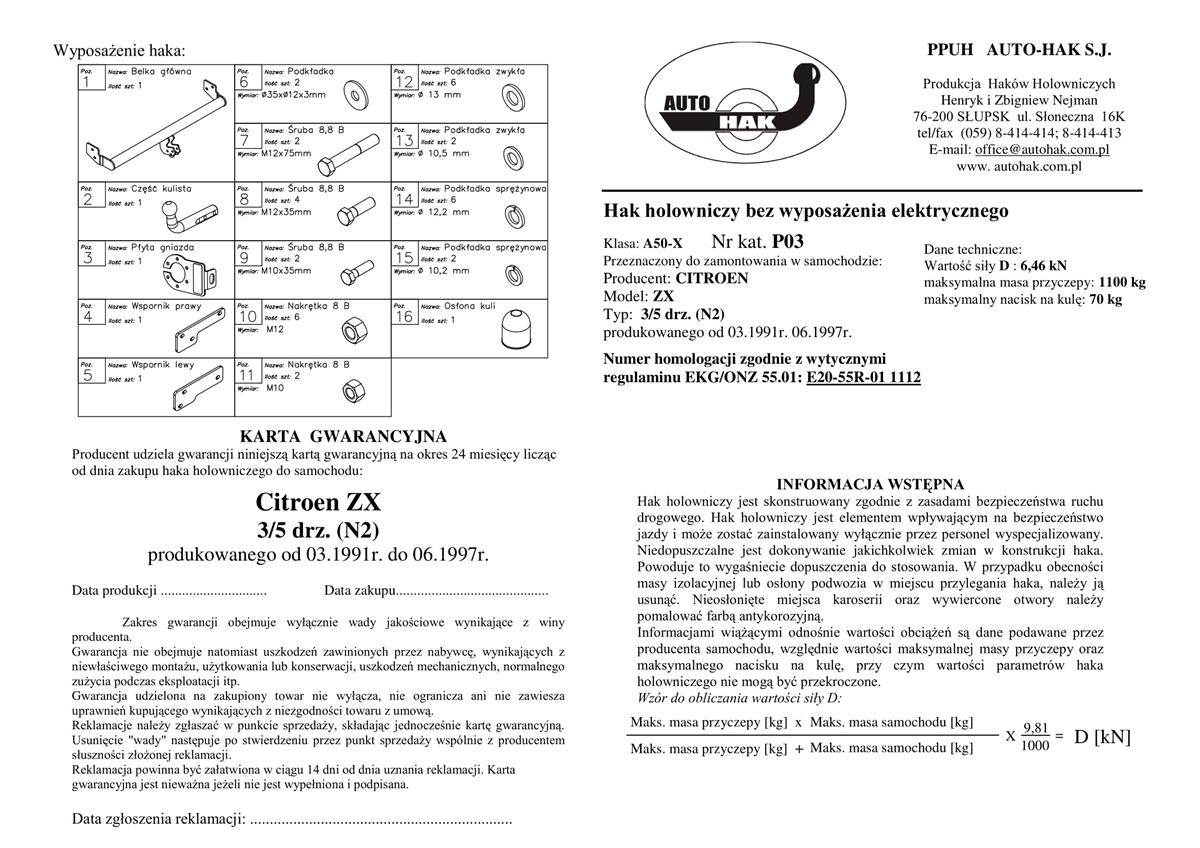 Citroen Zx  Çeki Demiri 