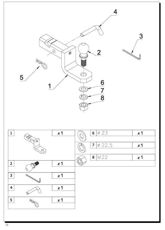 Amerikan Tip Kare Adaptör Çeki Demiri Topuzu 50 mm Avrupa Standartı 10