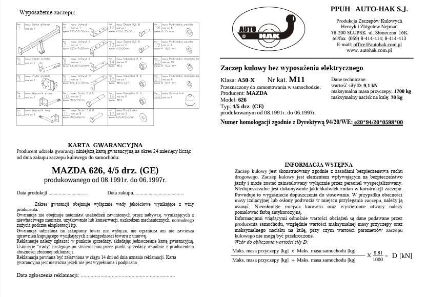 MERCEDES MAZDA 626 STANDART ÇEKİ DEMİRİ (08.1991- 06.1997)