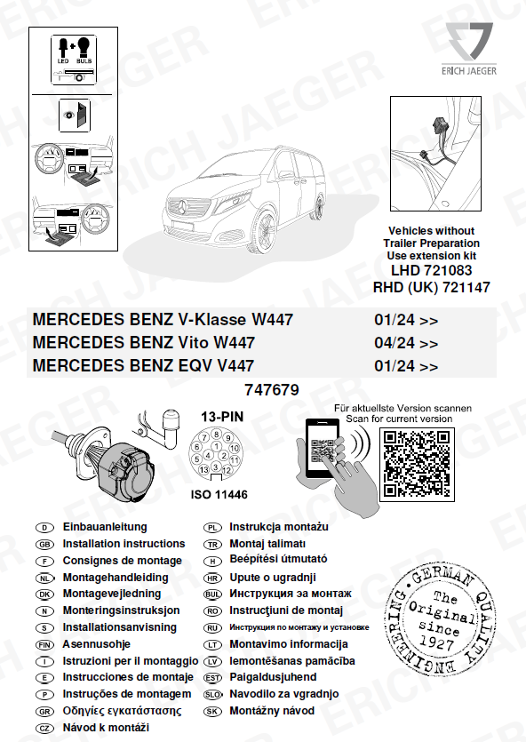 MERCEDES BENZ V-KLASSE W447  01/24 -)  ARACA ÖZEL ORJİNAL ELEKTRİK MODÜLÜ 