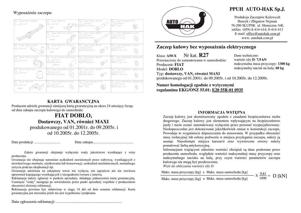 Fiat Doblo  Çeki Demiri 