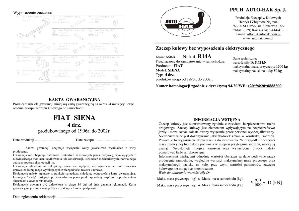 Fiat Siena Çeki Demiri 
