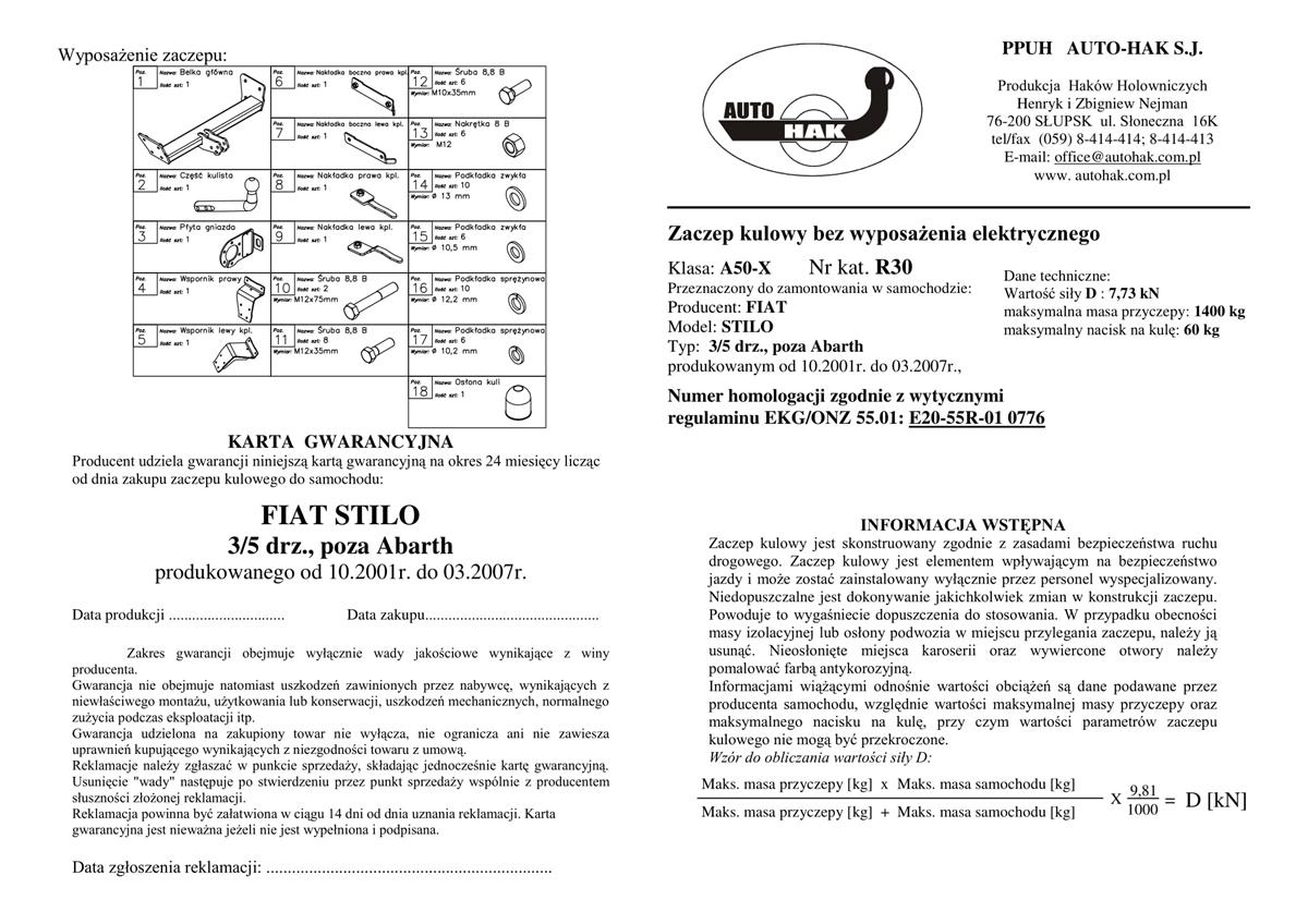 Fiat Stilo Çeki Demiri 