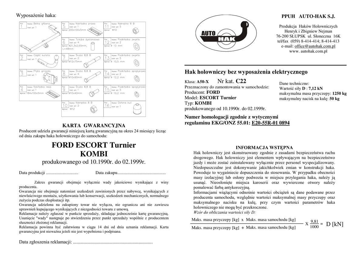 Ford Escort Çeki Demiri 
