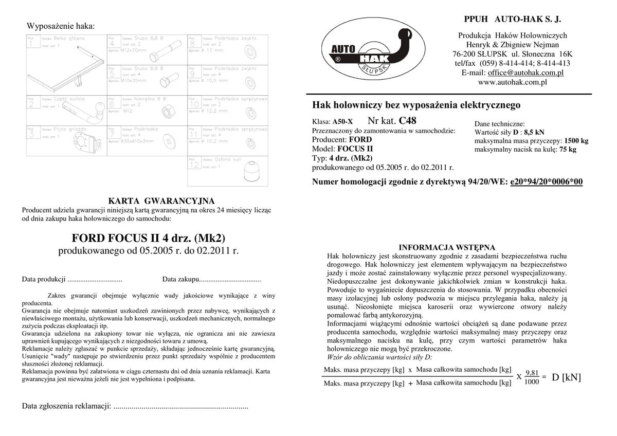 Ford Focus  Çeki Demiri 