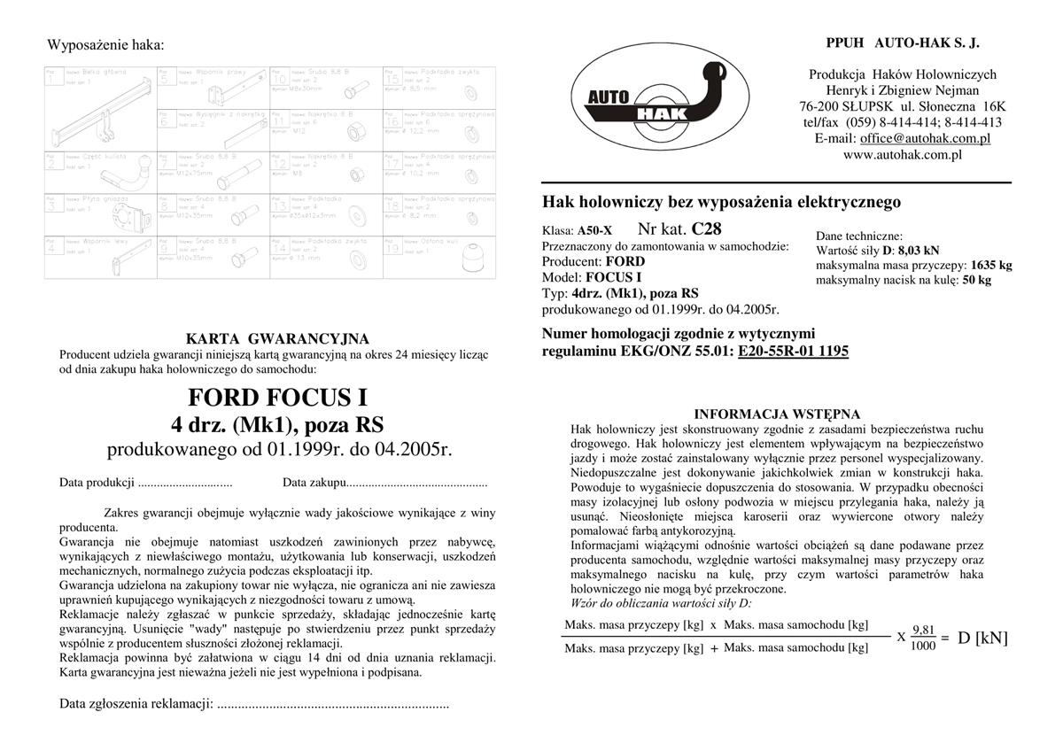 Ford Focus Çeki Demiri 