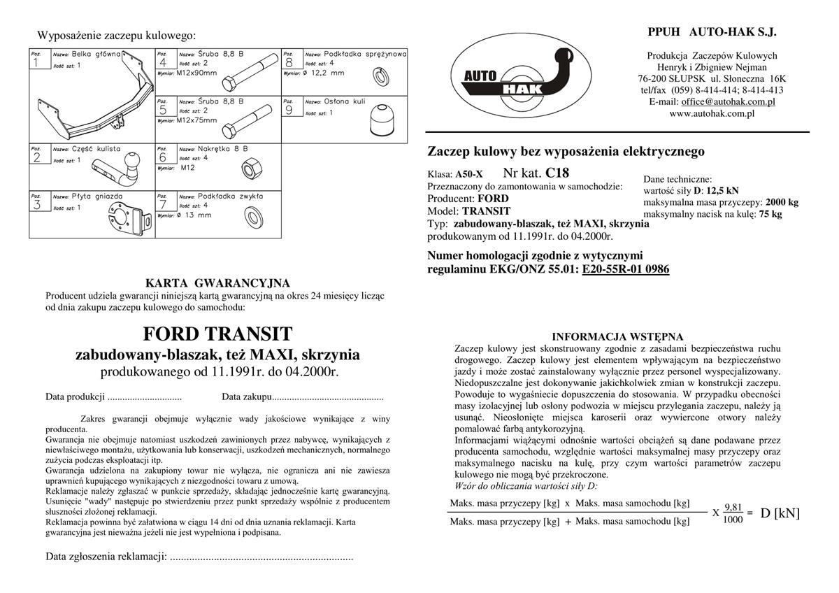 Ford Transit 1 Çeki Demiri 