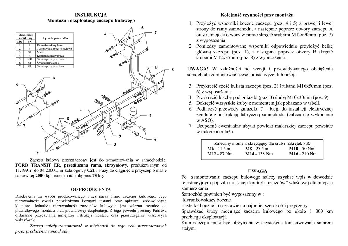 Ford Transit  Çeki Demiri 