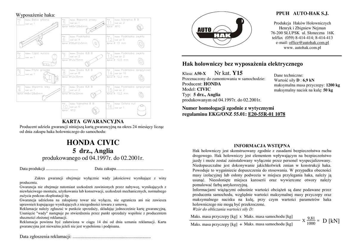 Honda Cıvıc Çekidemiri