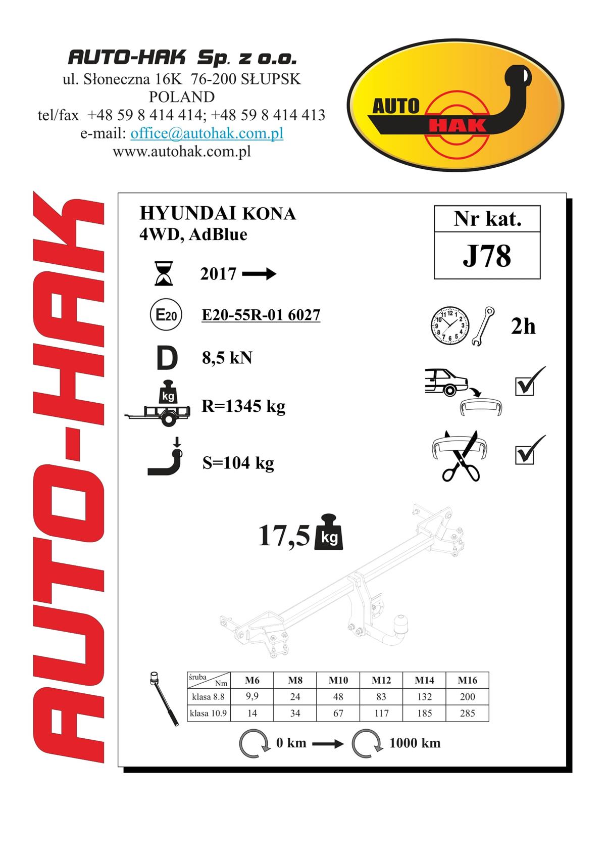 Hyundai 4Wd Kona Çeki Demiri