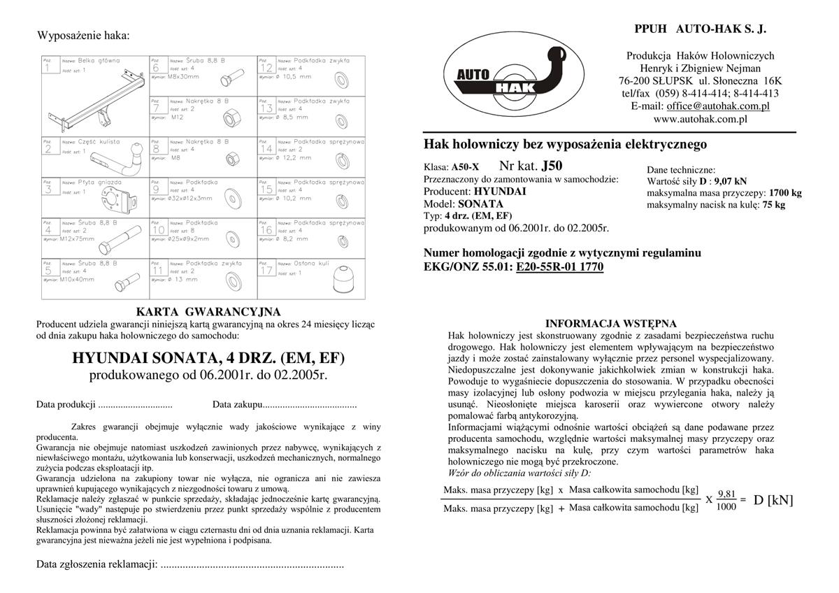 Hyundai Sonata Çeki Demiri