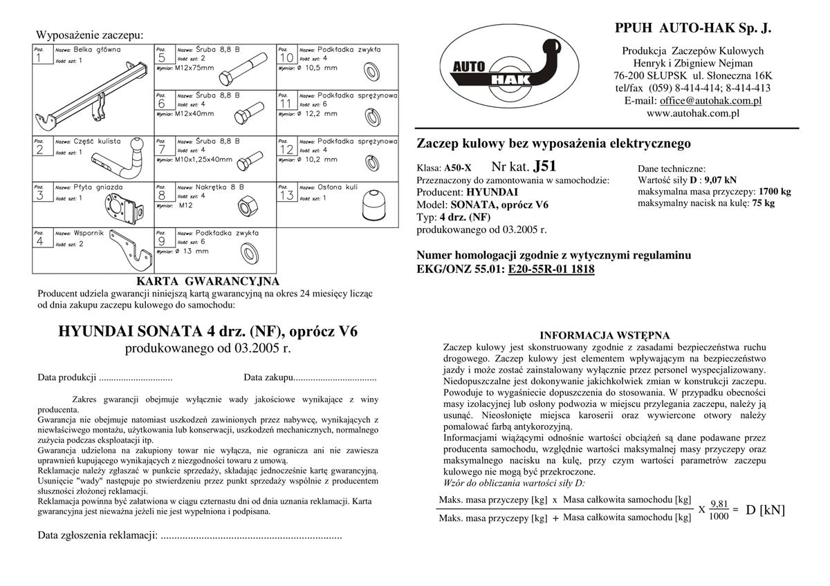 Hyundai Sonata  Çeki Demiri