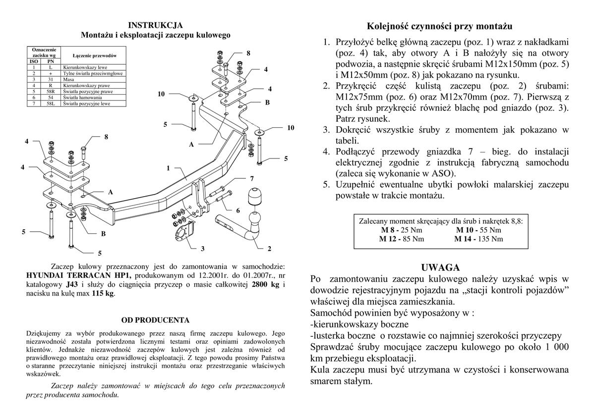 Hyundai Terracan Çeki Demiri