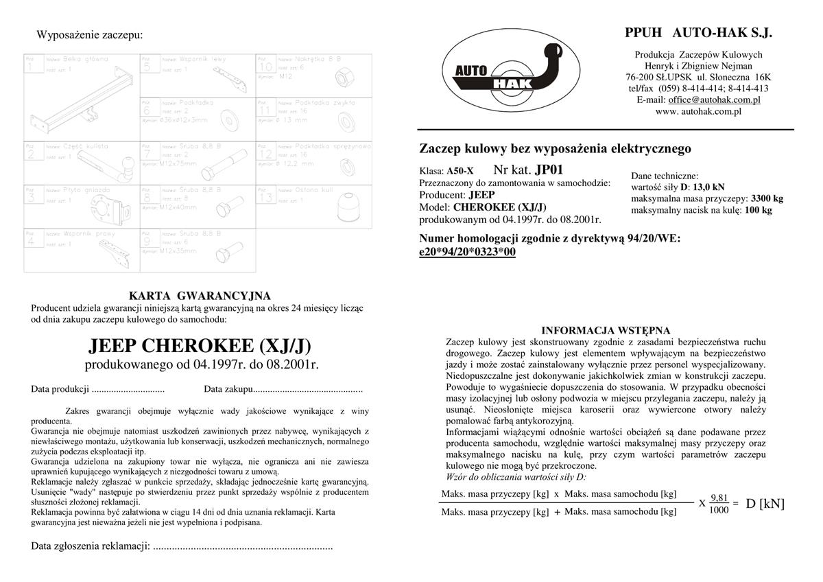 Jeep Cherokee Çeki Demiri