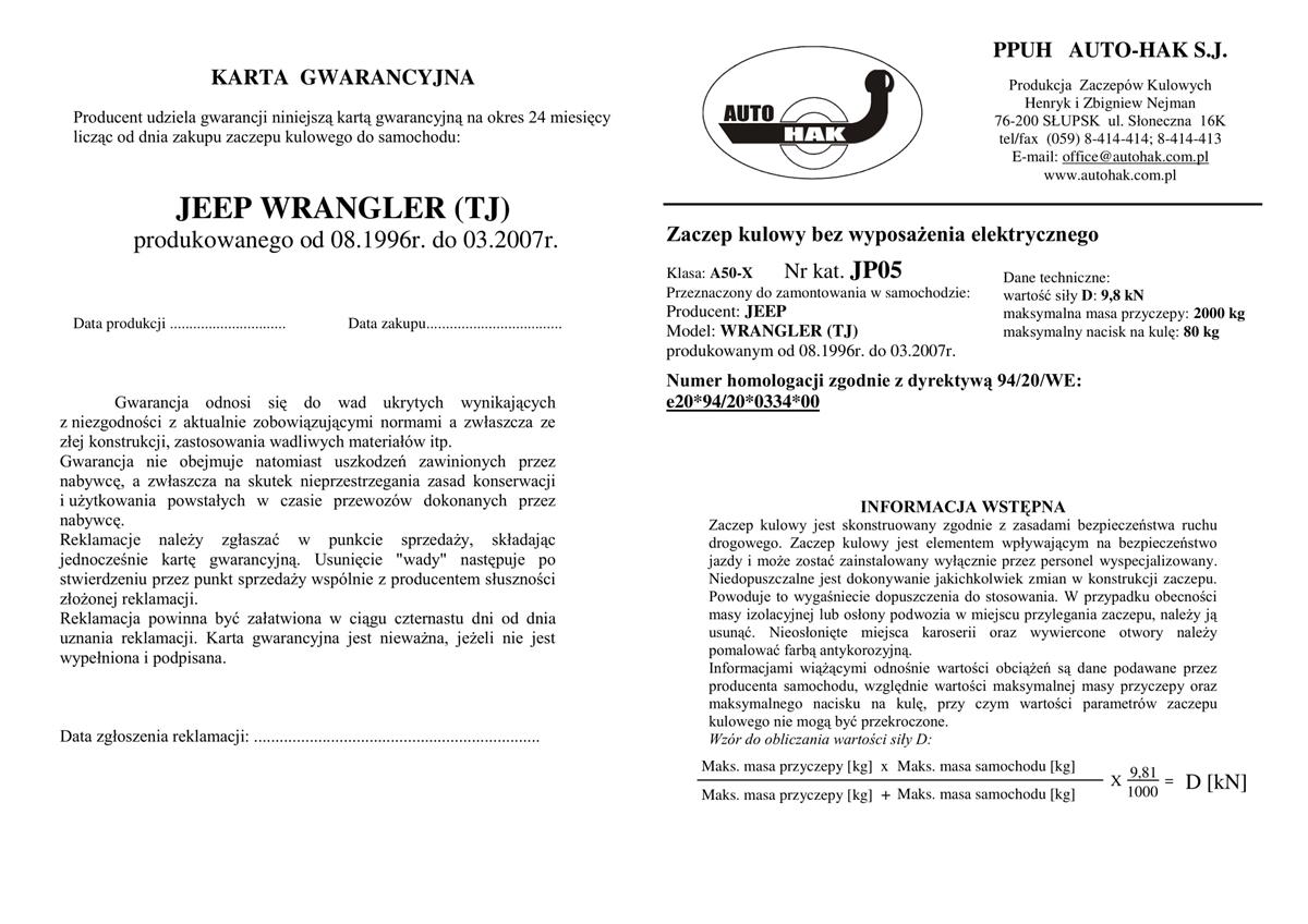 Jeep Wrangler Çeki Demiri