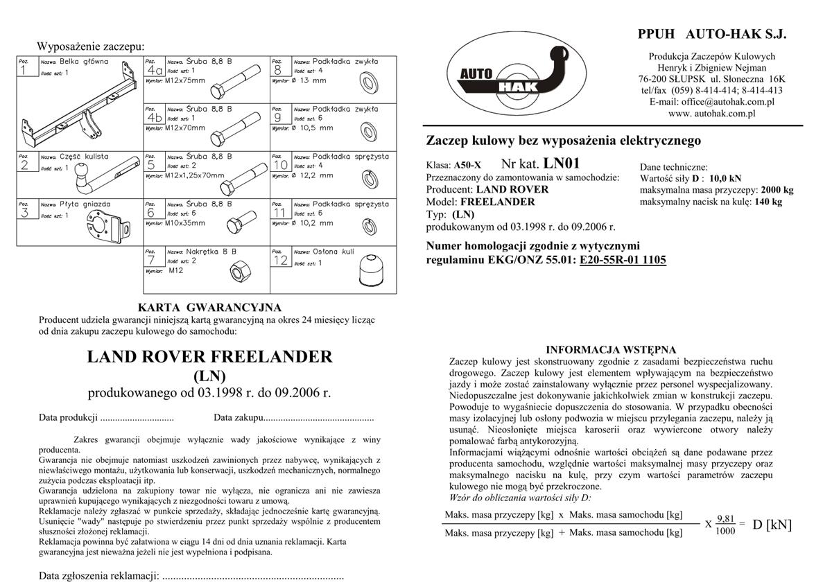 Land Rover Freelander Çeki Demiri