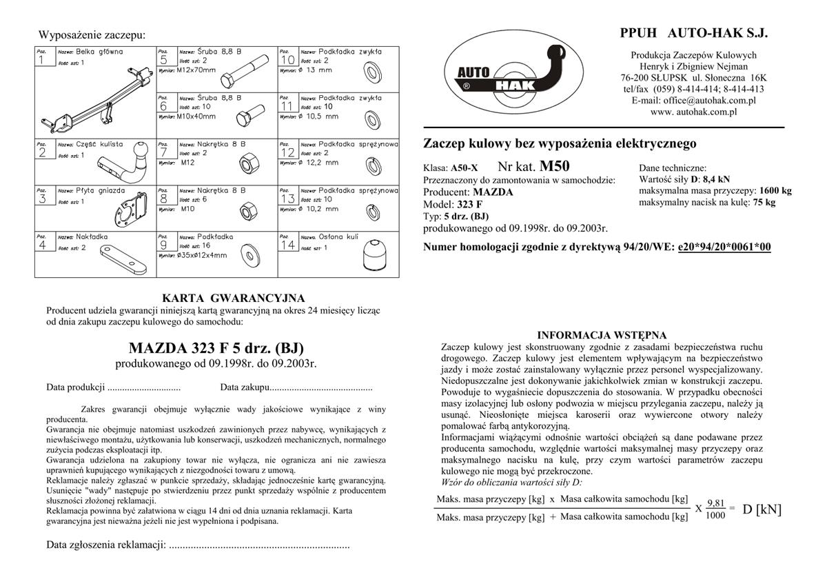 Mazda 323 Çeki Demiri