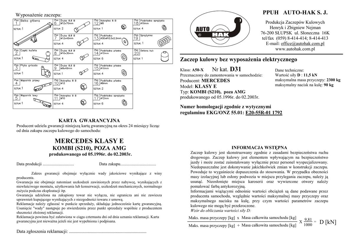 Mercedes  Klasay  Çeki Demiri