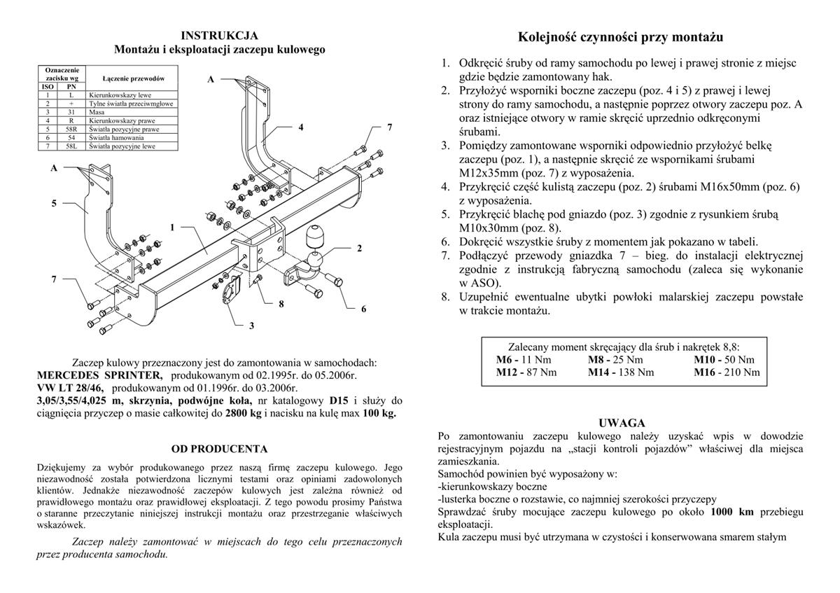 Mercedes Sprınter Çeki Demiri