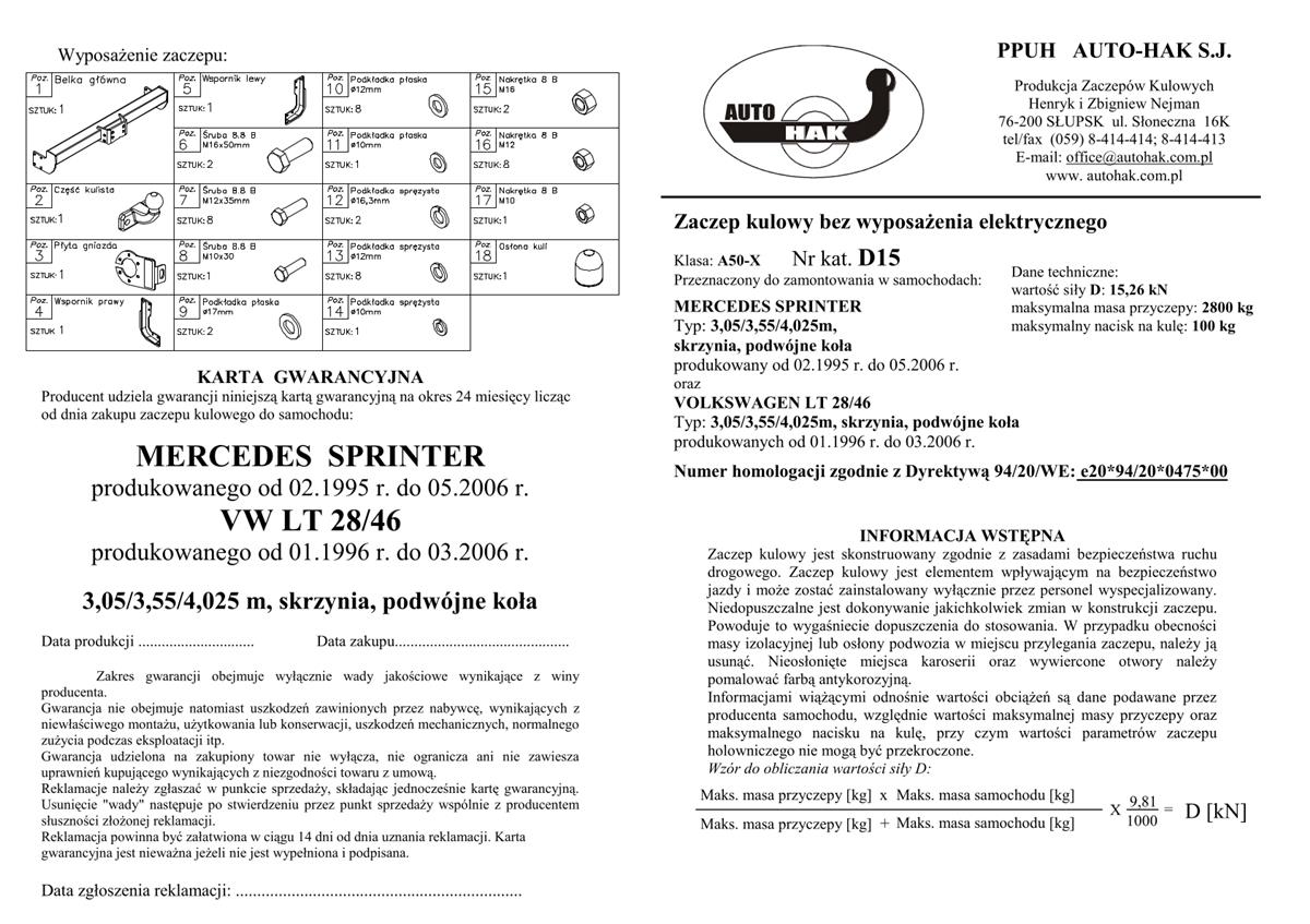 Mercedes Sprınter Çeki Demiri