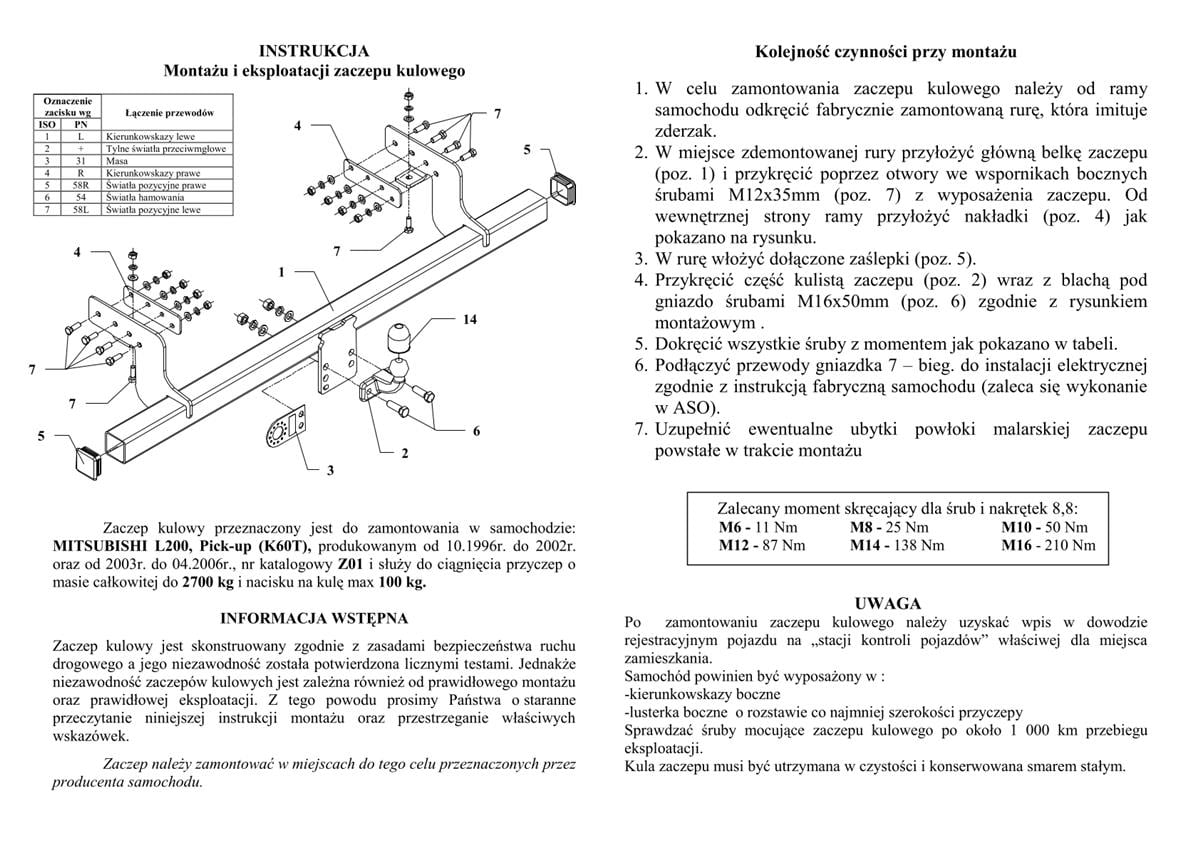Mıtsubıshı L200 Çeki Demiri