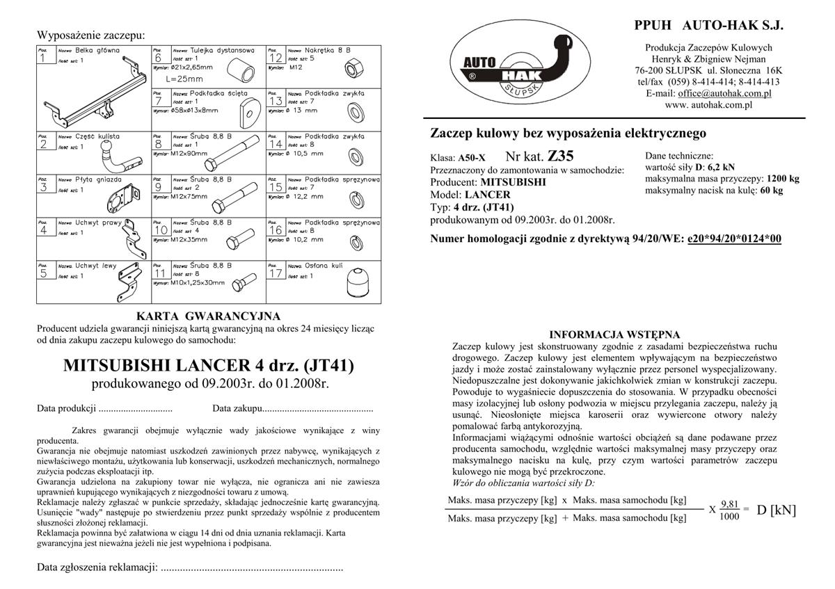 Mıtsubıshı Lancer Çeki Demiri