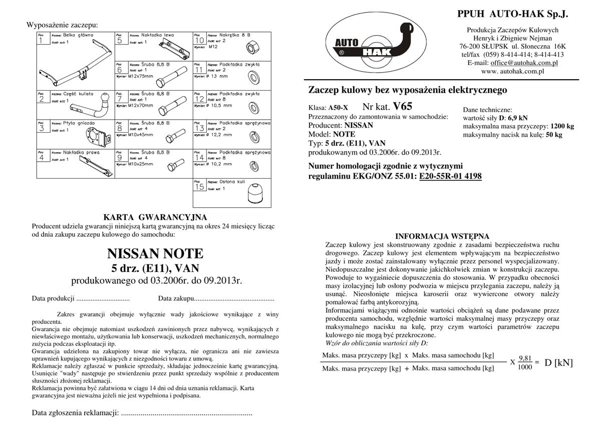 Nıssan Note Çeki Demiri