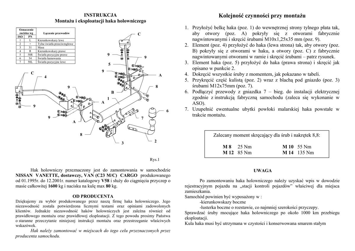 Nıssan Vanette Cargo Çeki Demiri