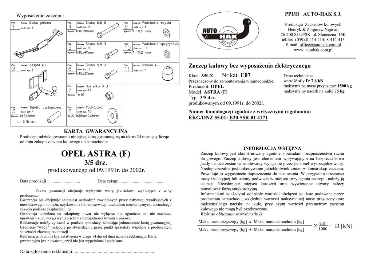 Opel Astra Çeki Demiri