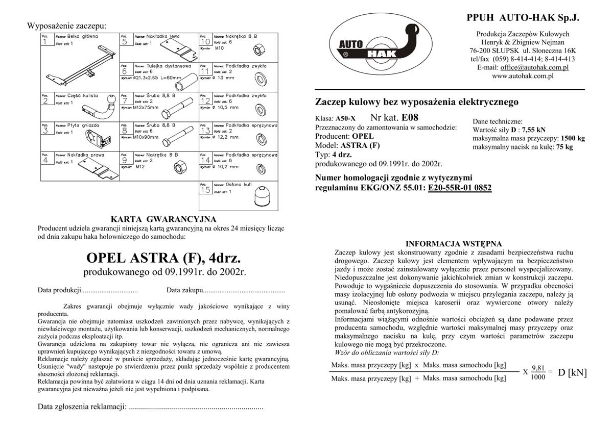 Opel Astra Çeki Demiri