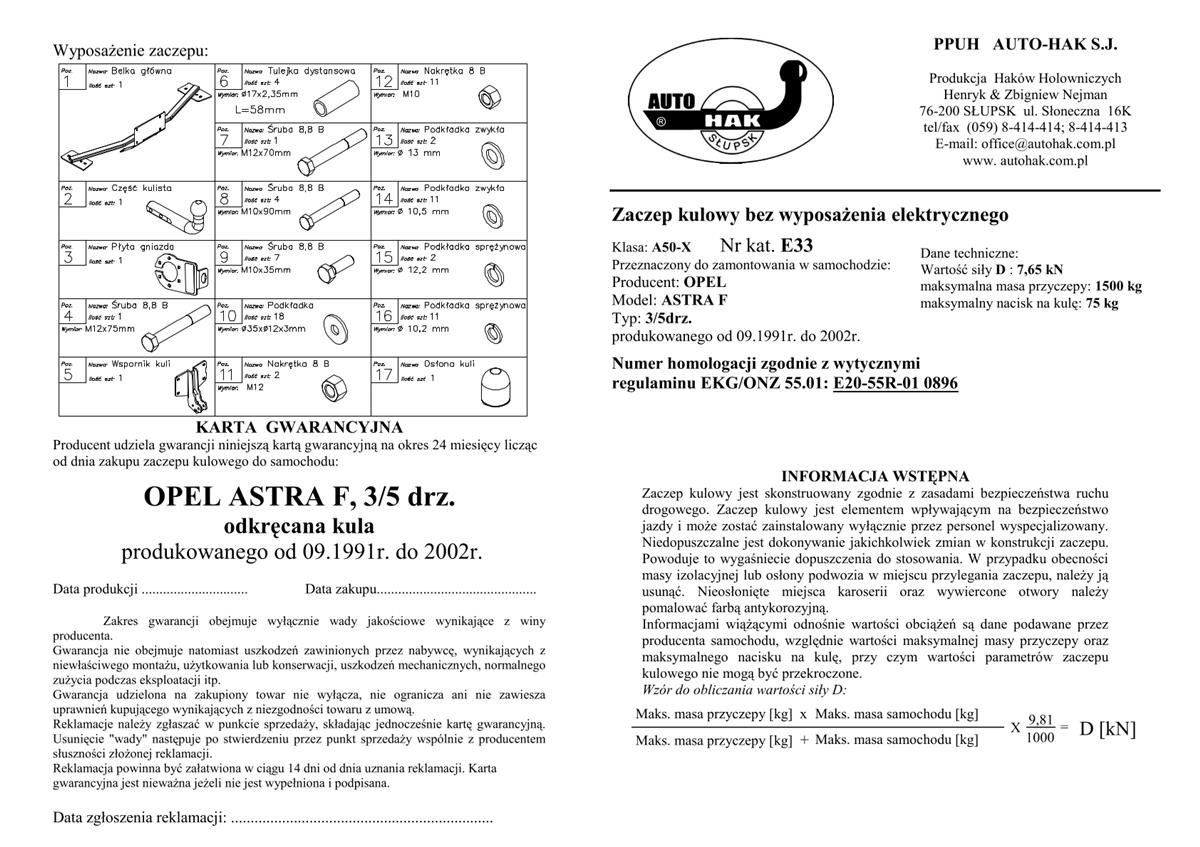 Opel Astra Çeki Demiri