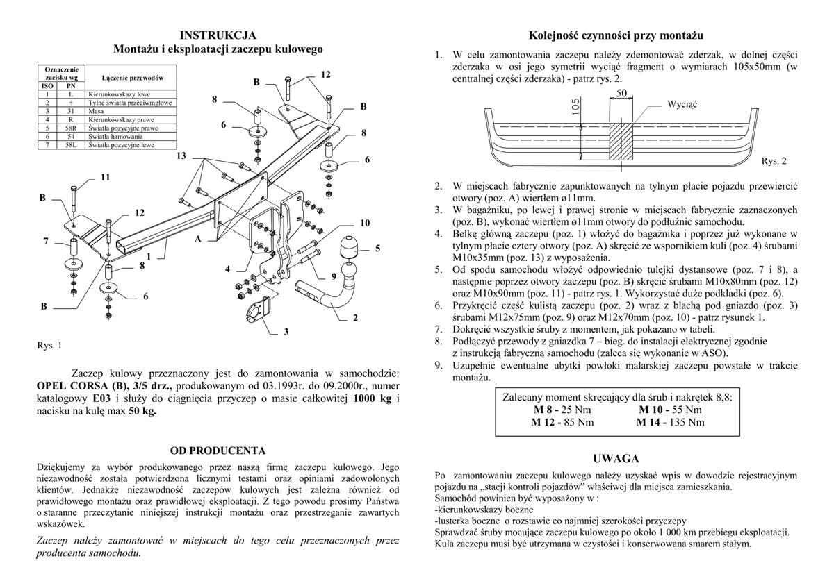 Opel Corsa Çeki Demiri