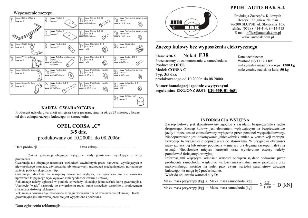 Opel Corsa Çeki Demiri