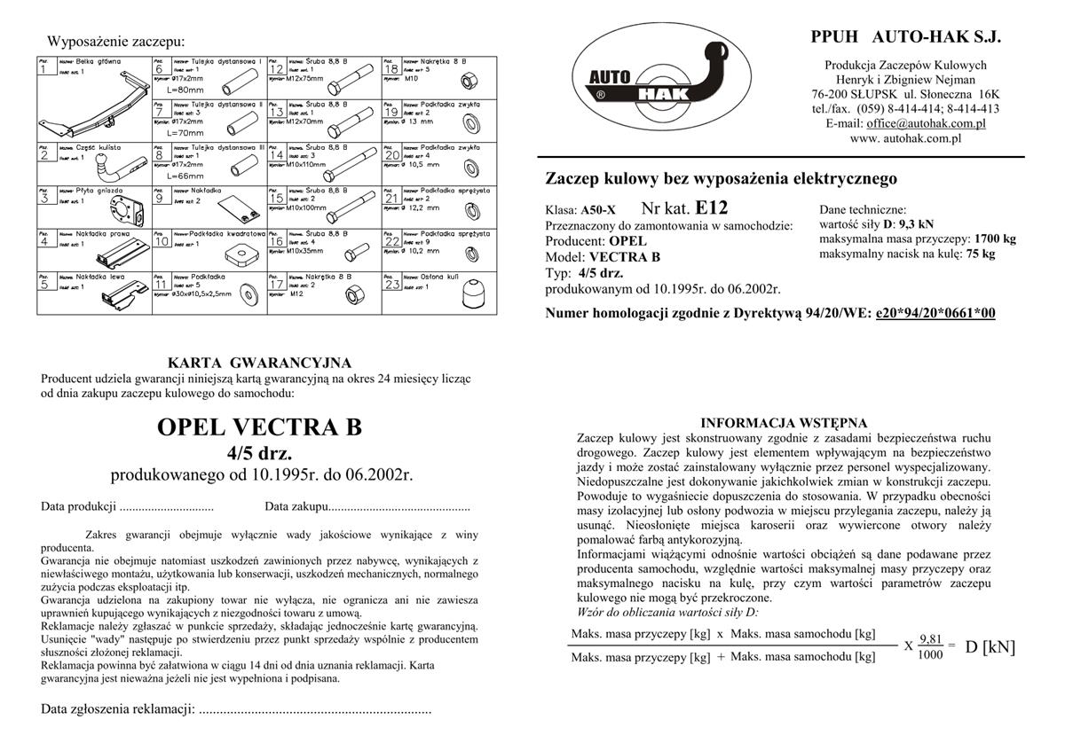 Opel Vectra Çeki Demiri