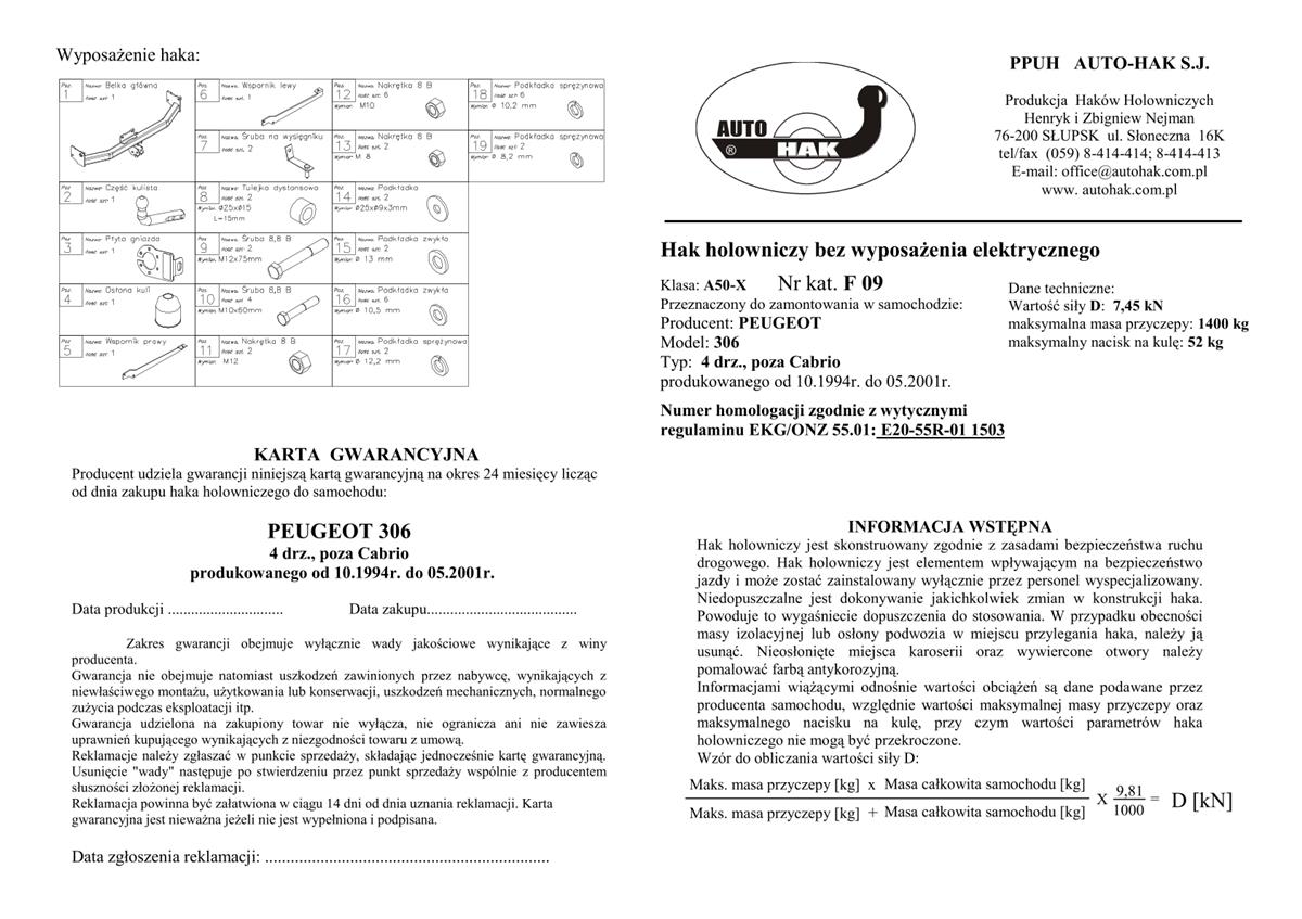 Peugeot 306 Çeki Demiri