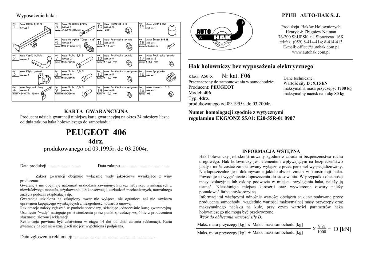 Peugeot 406 Çeki Demiri