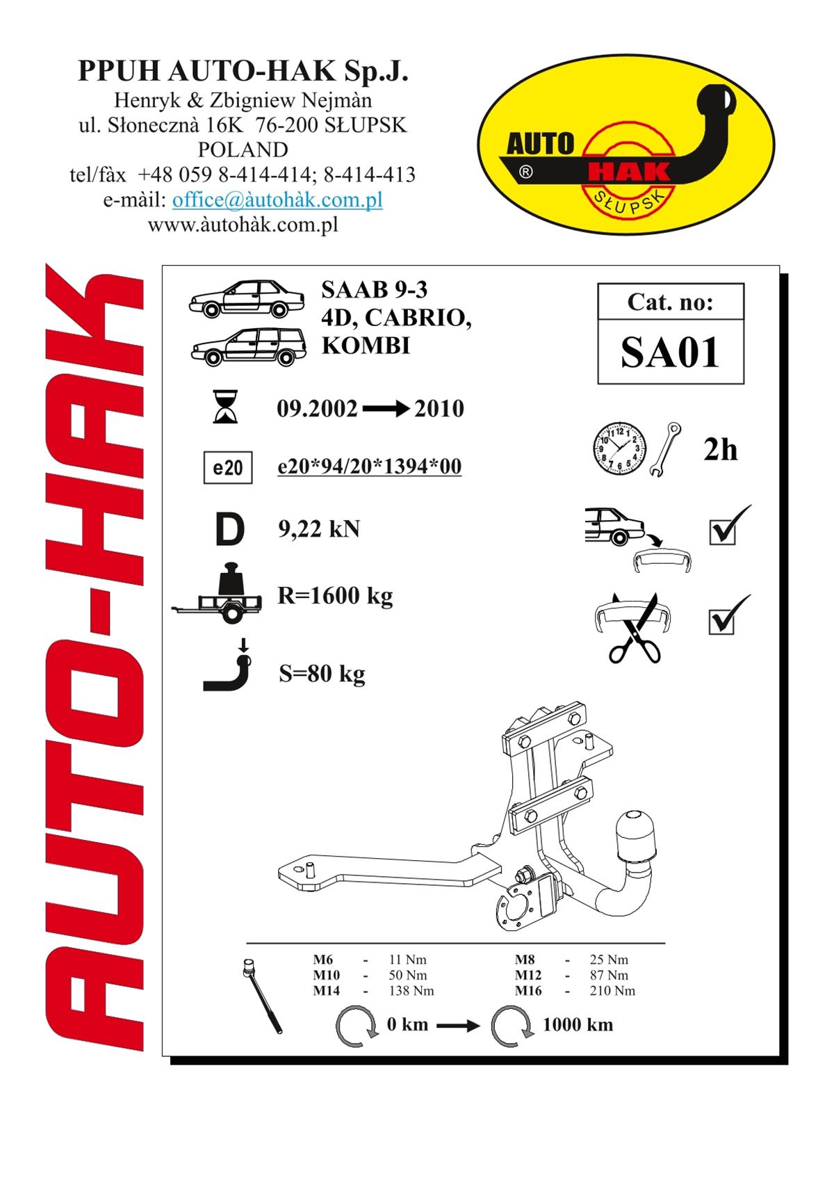 Saab 4D Cabrıo Çeki Demiri