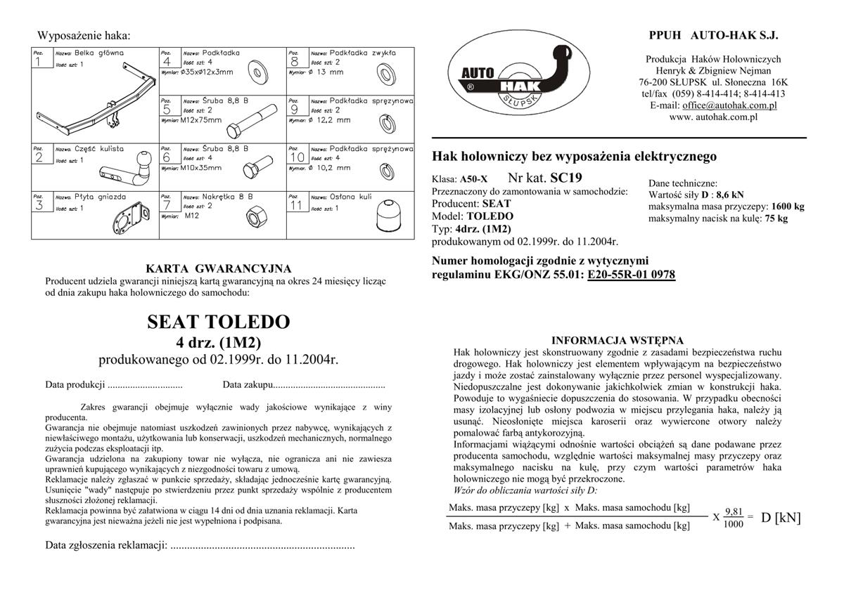 Seat Toledo Çeki Demiri