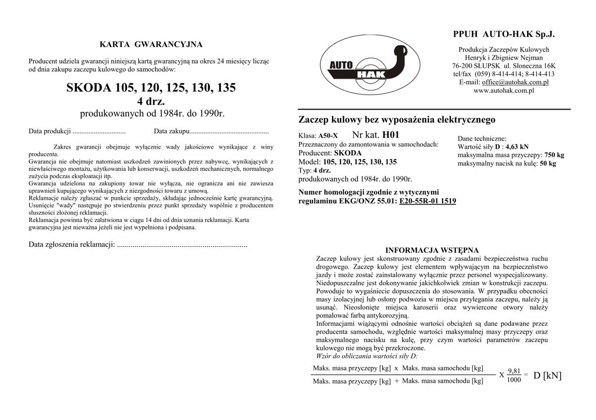 Skoda 105 120 Çeki Demiri