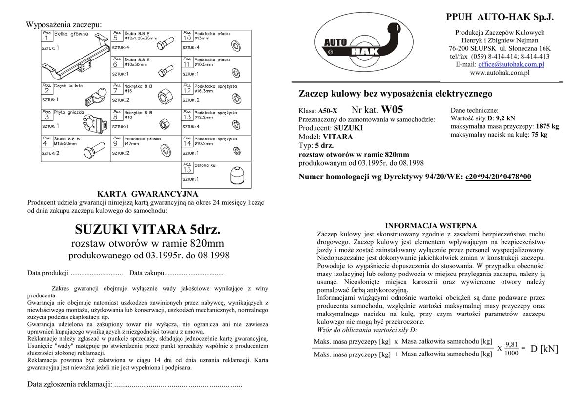 Suzuki  Vıtara Çeki Demiri