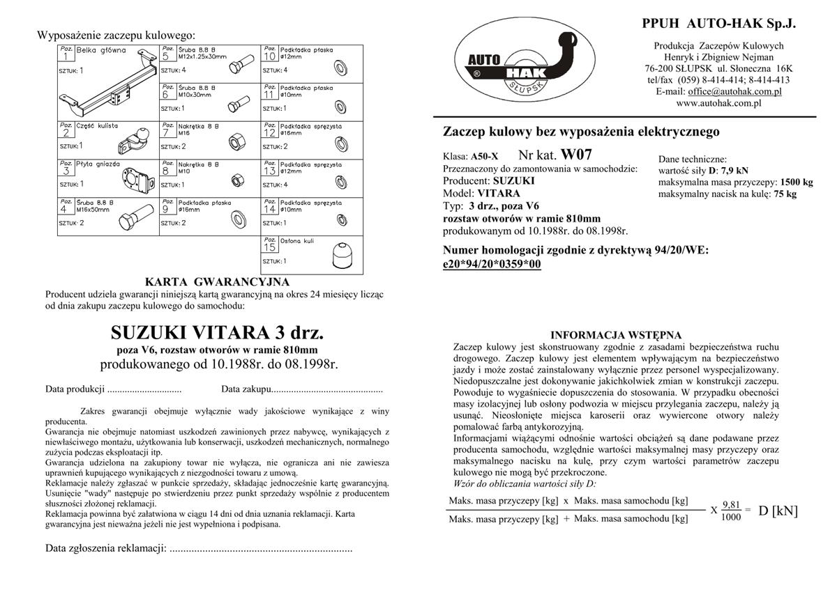 Suzuki  Vıtara Çeki Demiri