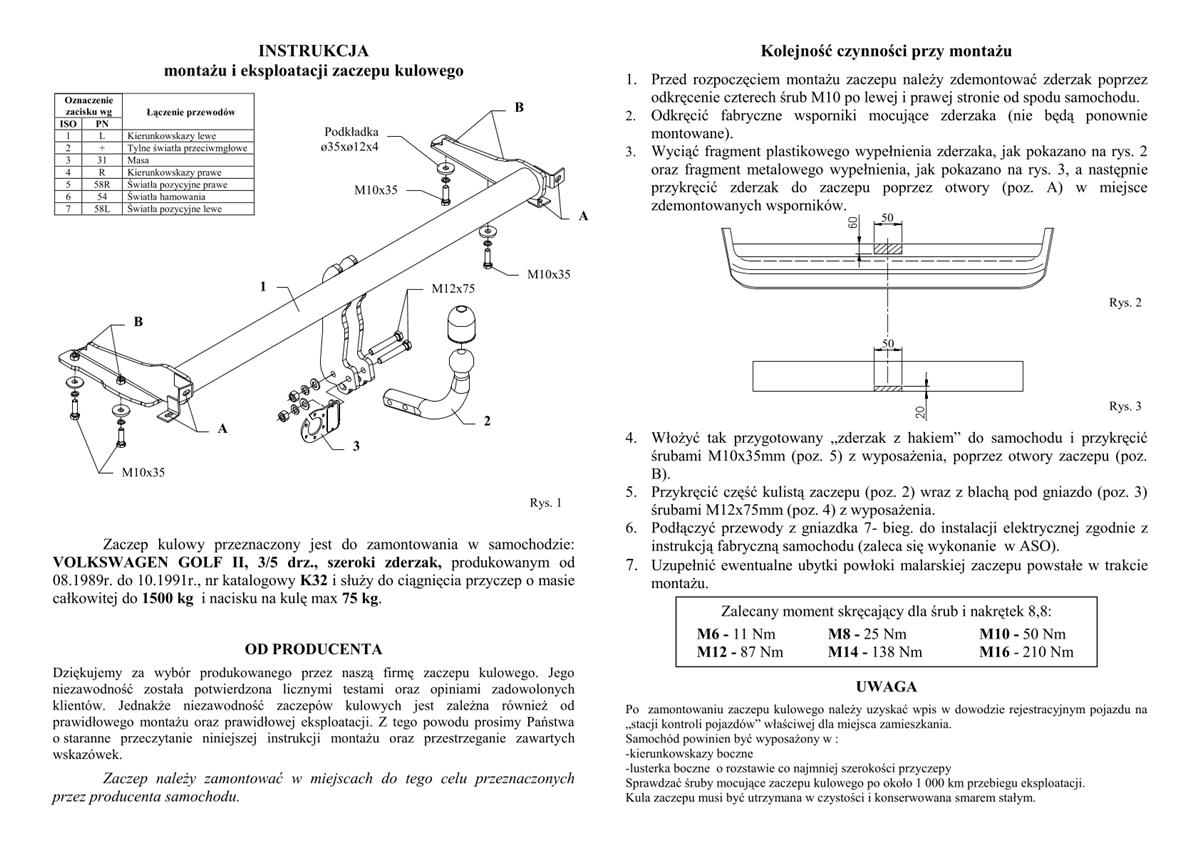 Volkswagen Golf  Çeki Demiri