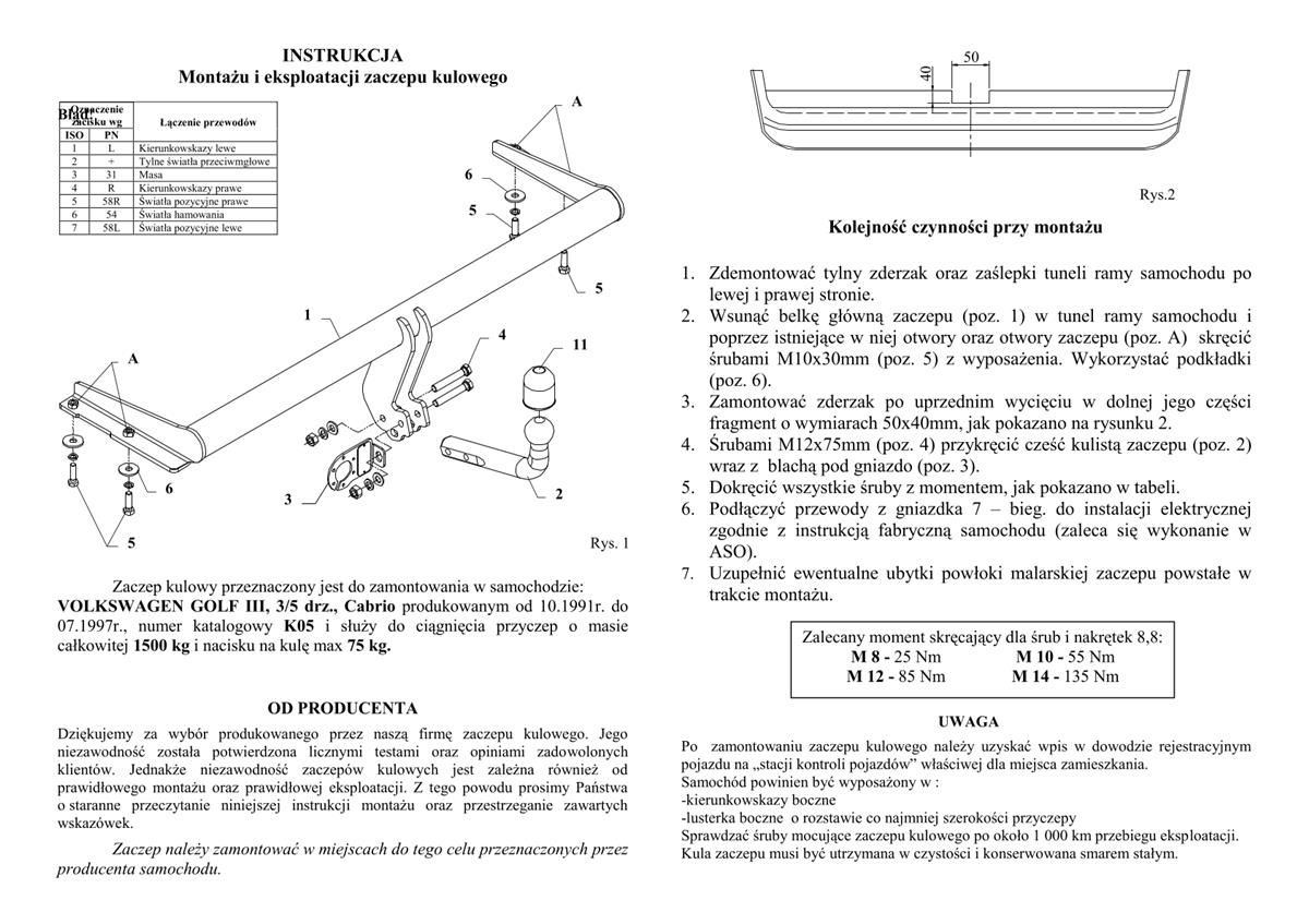 Volkswagen Golf  Çeki Demiri