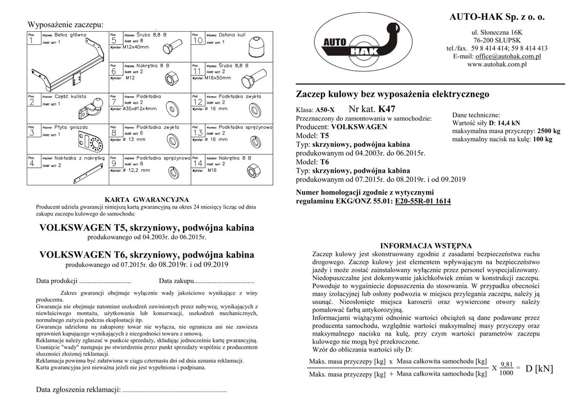 Volkswagen T5 Çeki Demiri