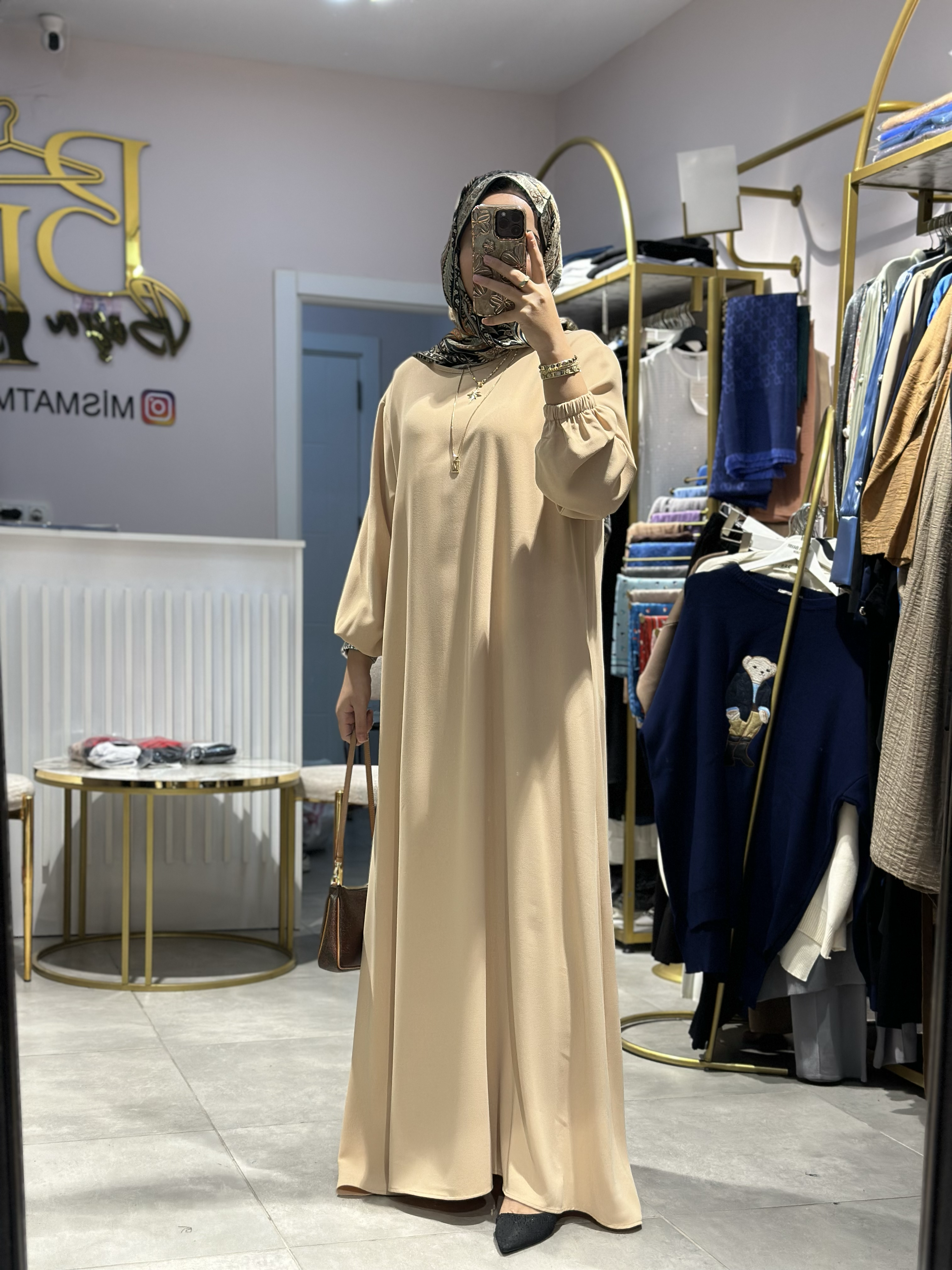 KREP ELBİSE CAMEL